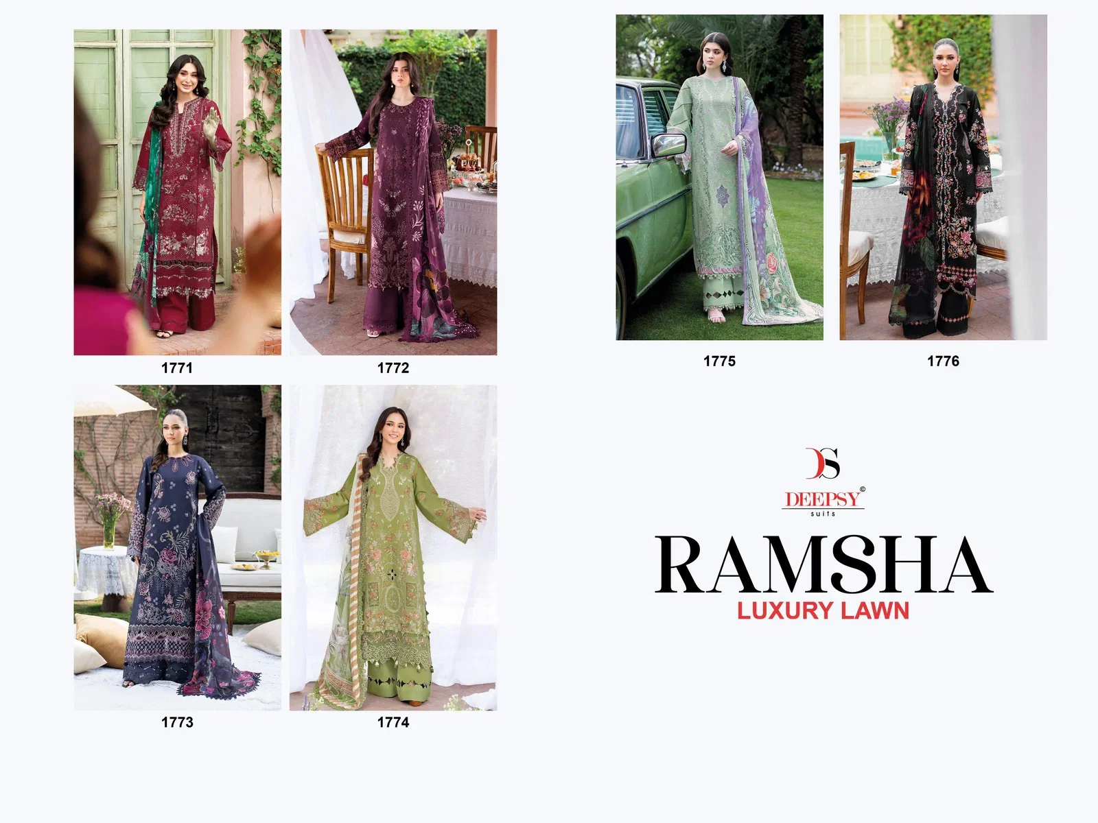Deepsy Ramsha 1771 To 1776 Chiffon Dupatta Cotton Sakwar Kameez