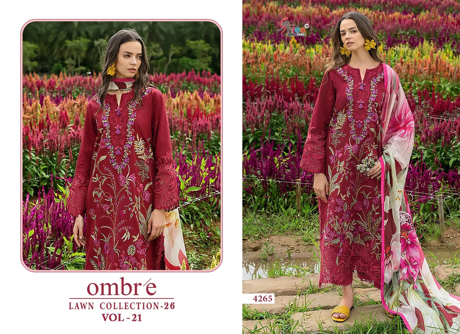 Shree Ombre Lawn Collection 26 Vol 21 Cotton Dupatta Cotton Salwar Kameez