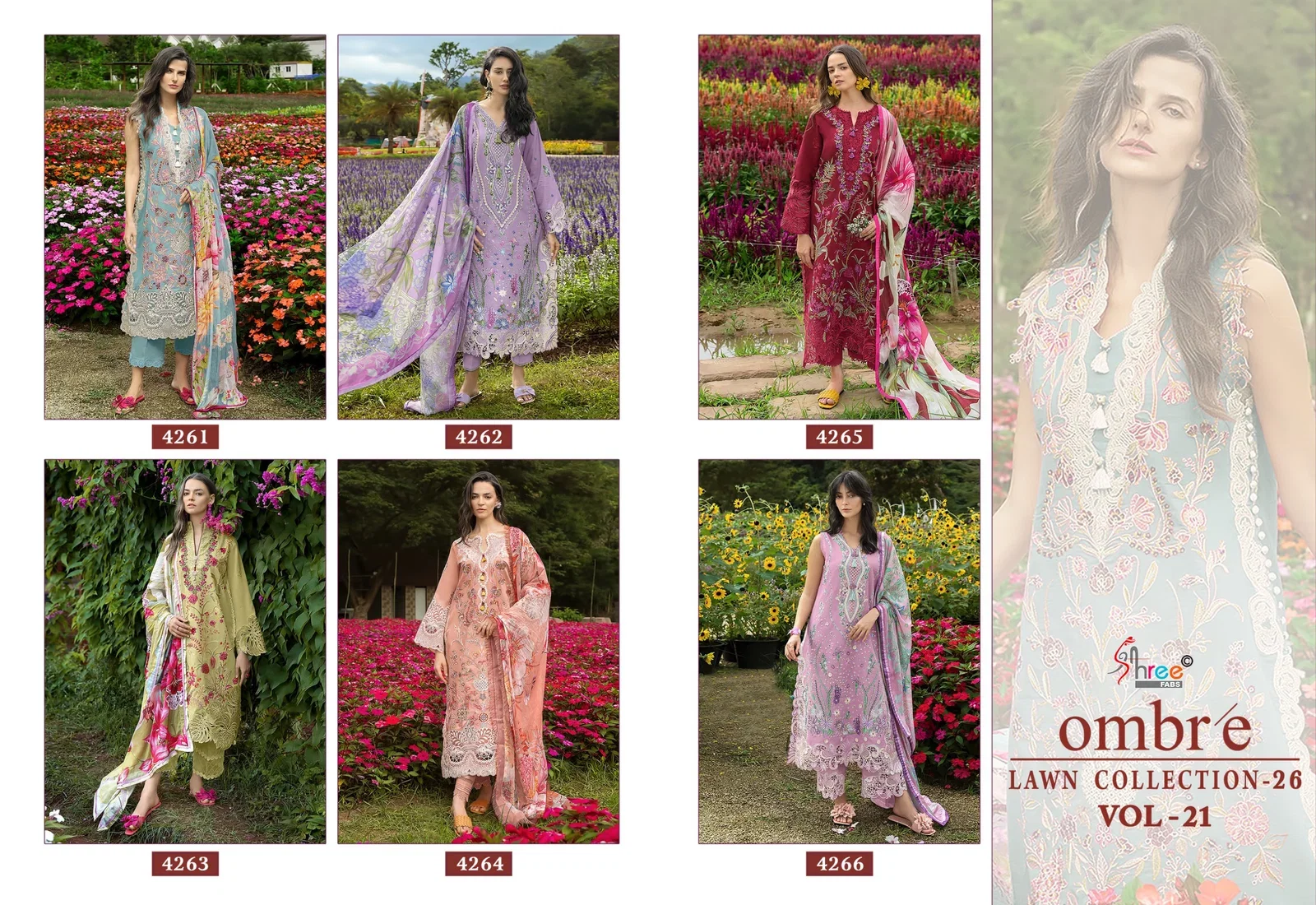 Shree Ombre Lawn Collection 26 Vol 21 Cotton Dupatta Cotton Salwar Kameez