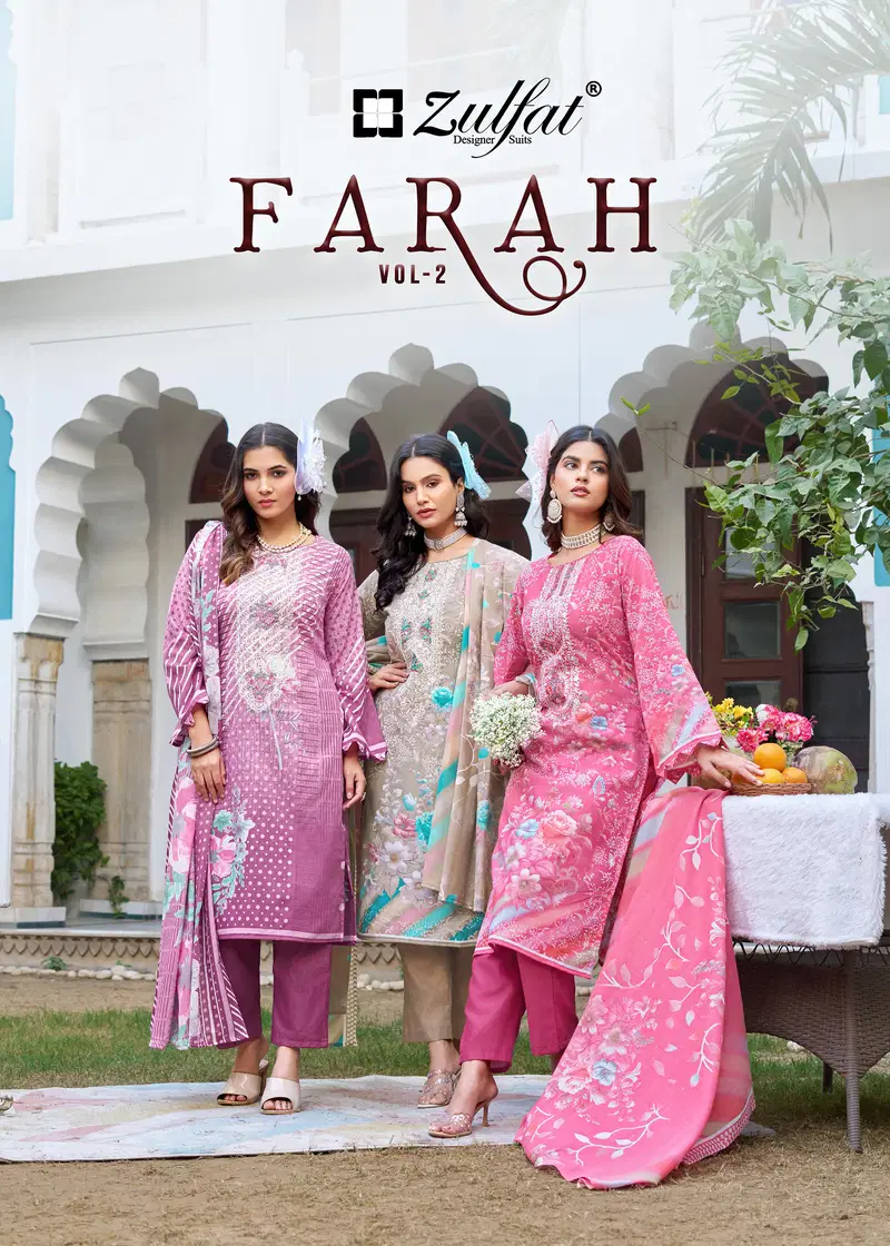 Zulfat Farah Vol 2 Cotton Embroidered Dress Material