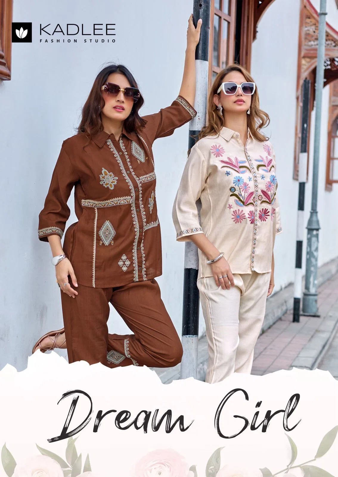 Kadlee Dream Girl Viscose Weaving Thread Worked Co Ord Set Collection