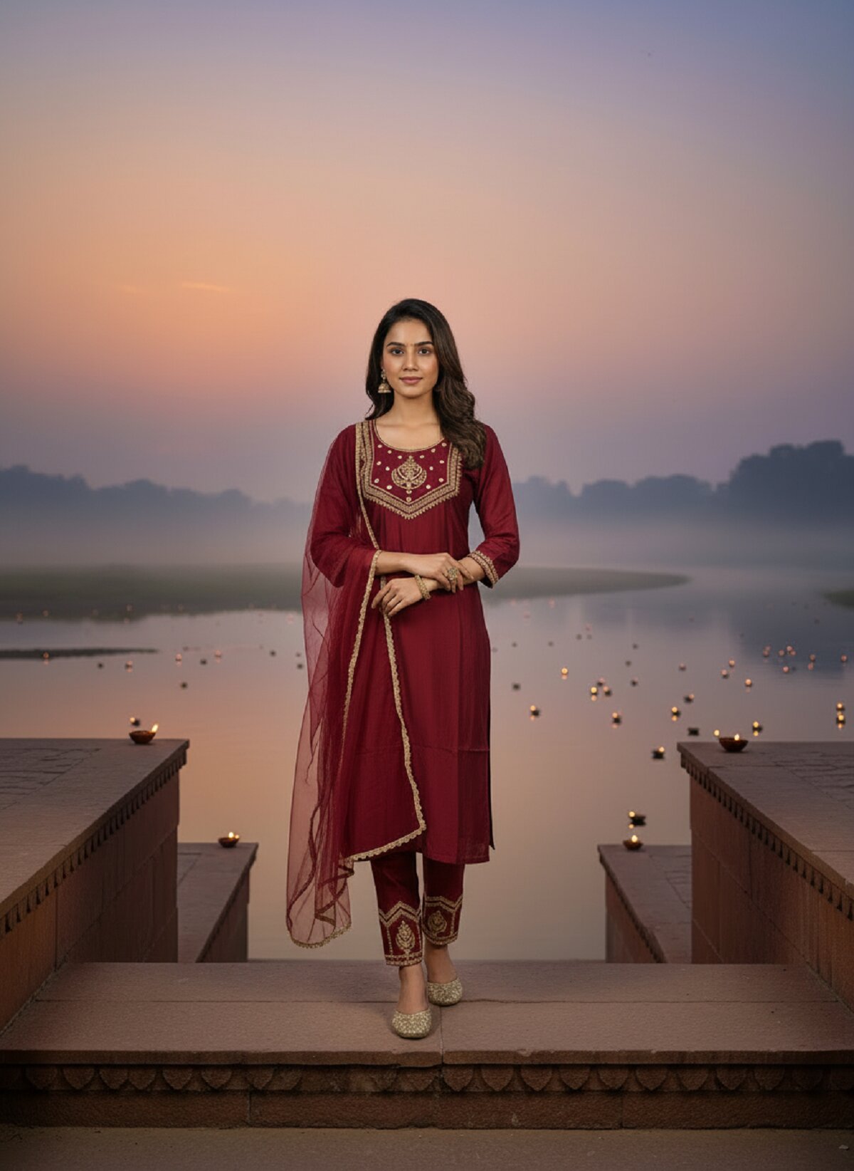 Navya Kurti 241 Party Wear Embroidery Worked Pure Chanderi Silk Top with Pant and Dupatta 