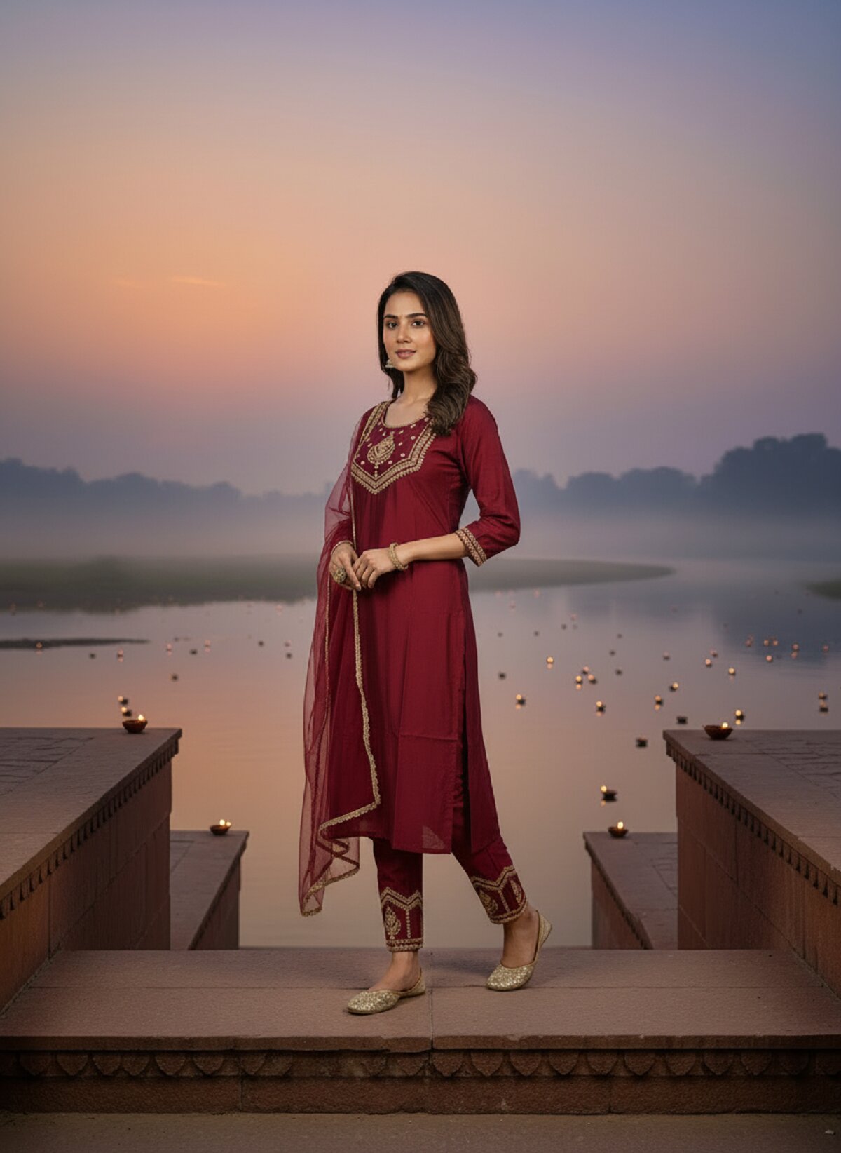 Navya Kurti 241 Party Wear Embroidery Worked Pure Chanderi Silk Top with Pant and Dupatta 
