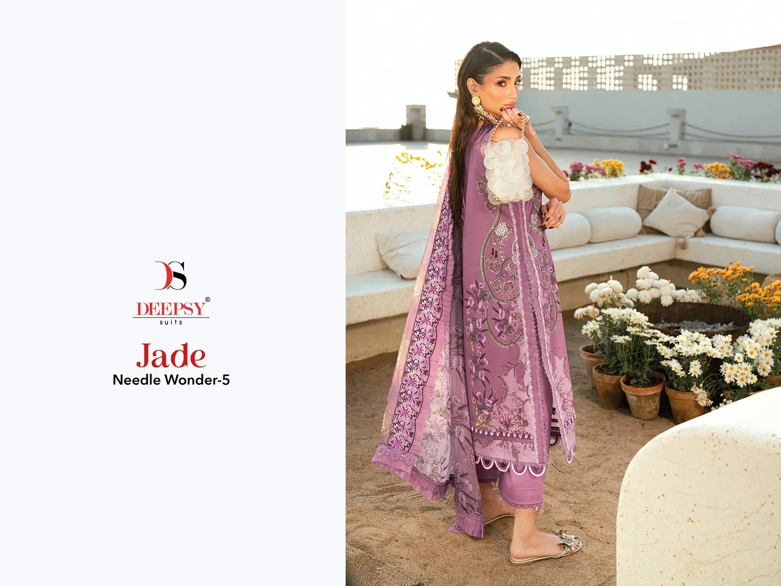 Deepsy Jade Needle Wonder Vol 5 Chiffon Dupatta Cotton Embroidered Salwar Kameez