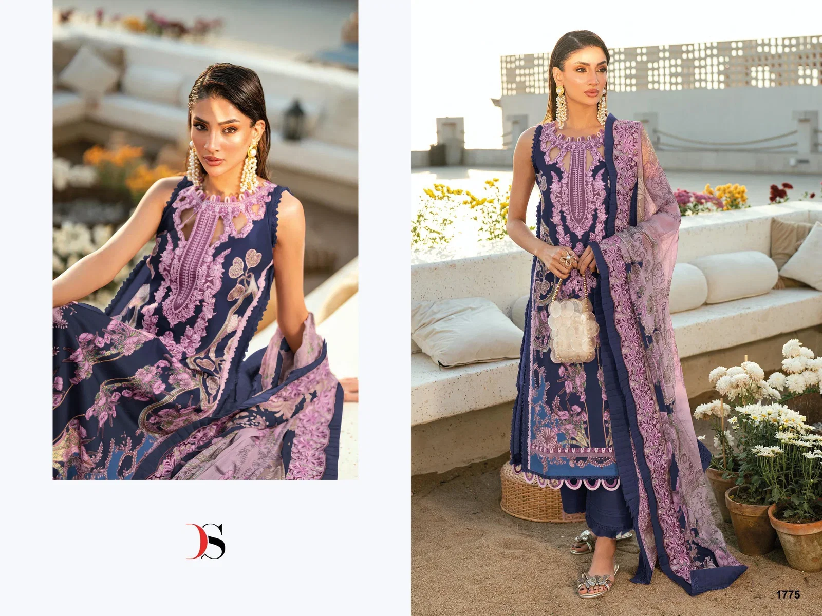 Deepsy Jade Needle Wonder Vol 5 Chiffon Dupatta Cotton Embroidered Salwar Kameez