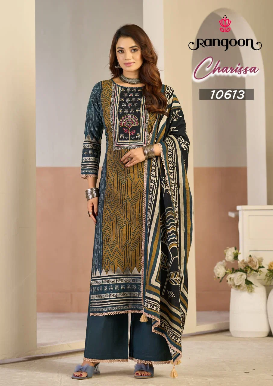 Rangoon Charissa Viscose Cotton Digital Printed Kurti With Bottom Dupatta