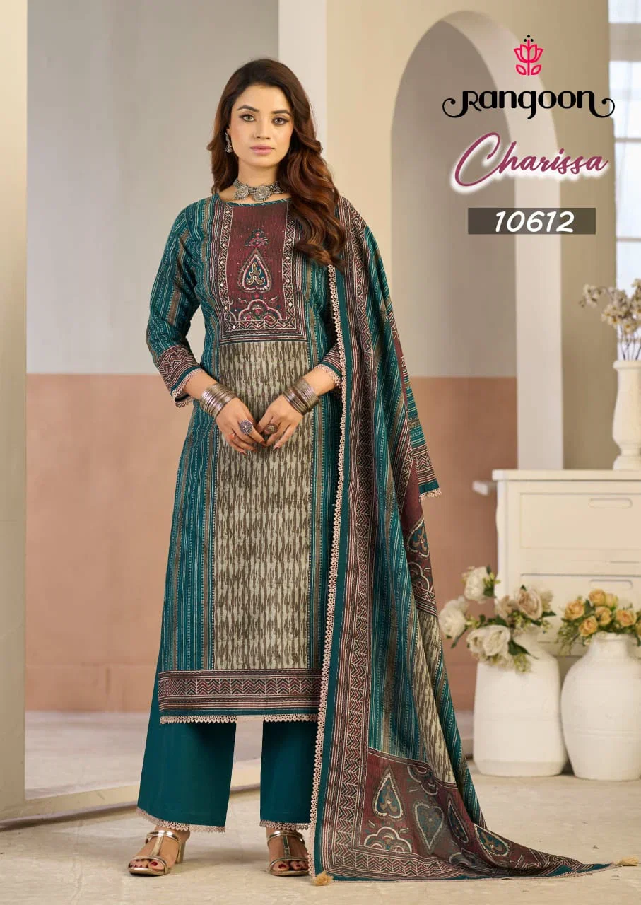 Rangoon Charissa Viscose Cotton Digital Printed Kurti With Bottom Dupatta