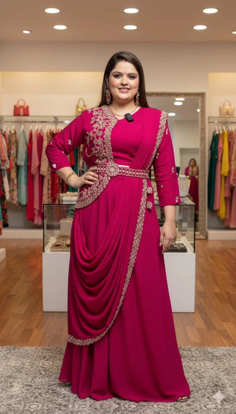 Lekha Sur HV 9310 Ready to Wear Drape Lehenga Saree