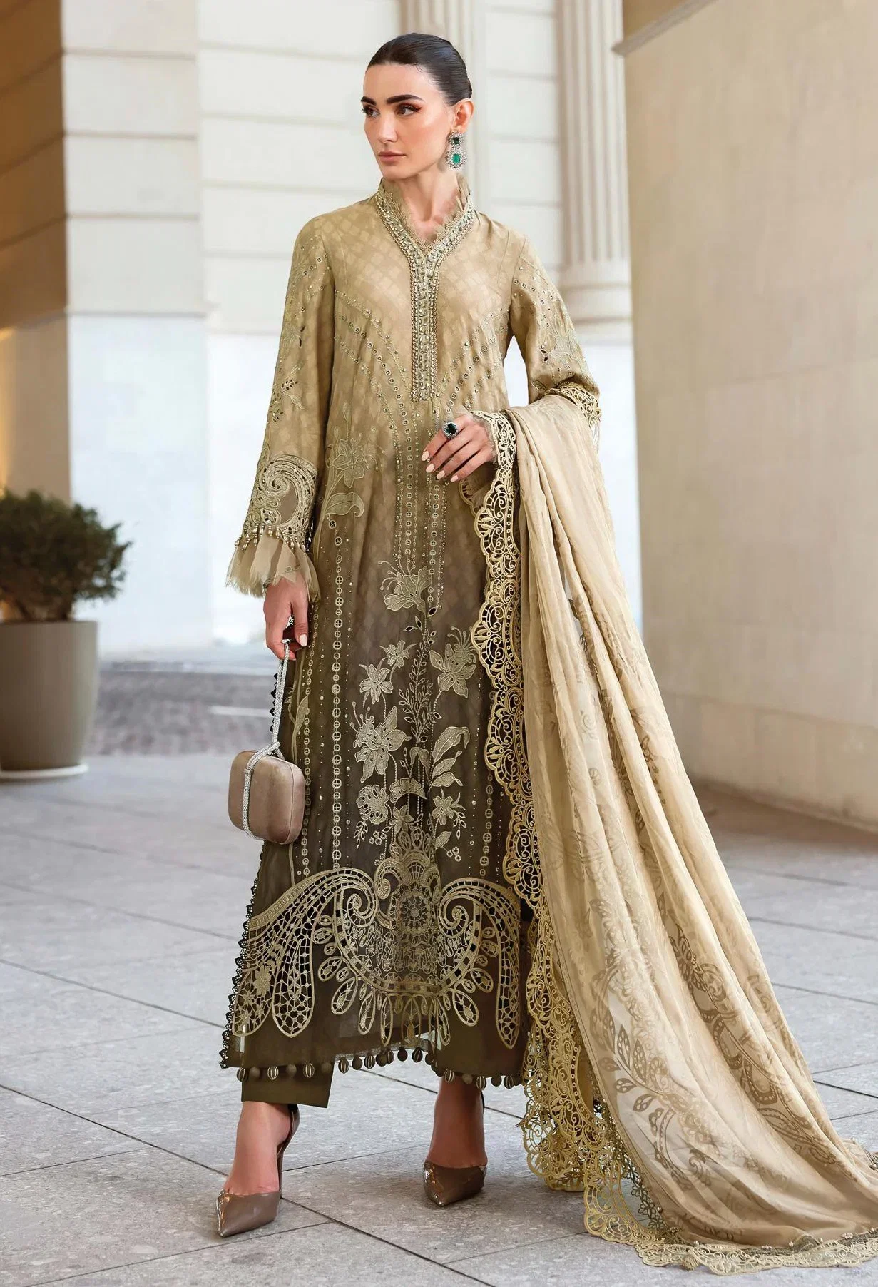 Deepsy Maria B Premium Embroidered Cotton Dupatta Cotton Salwar Kameez