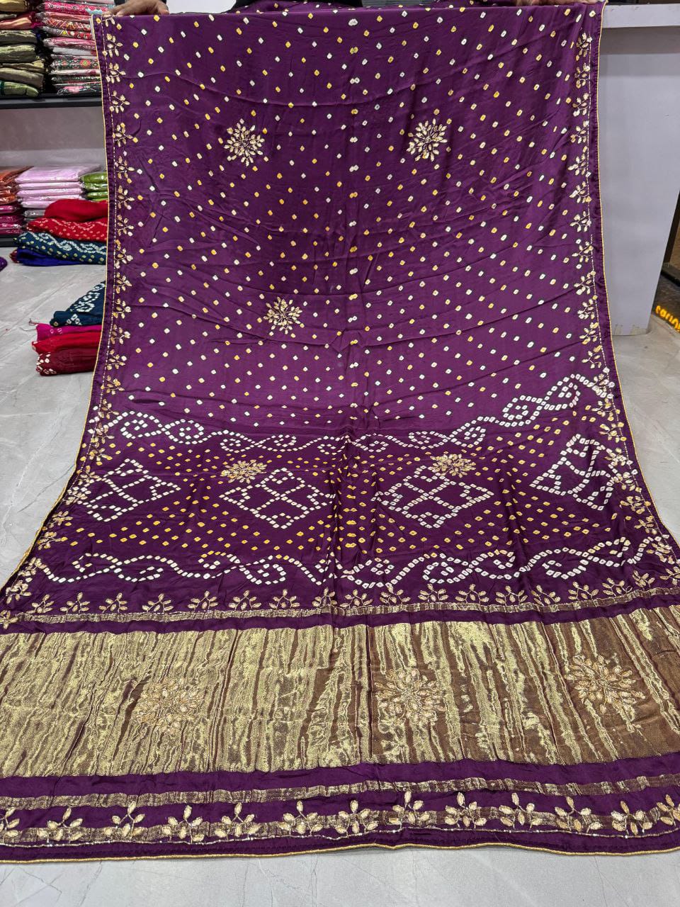 Lekha sanskrut 02 Ek Dani Bandhani With Pure Lagadi Patta With Hand Work Saree