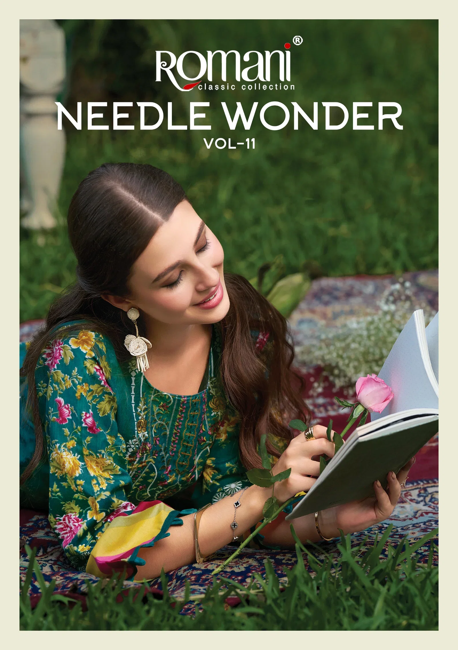 Romani Needle Wonder Vol 11 Cotton Digital Printed Embroidered Dress Material