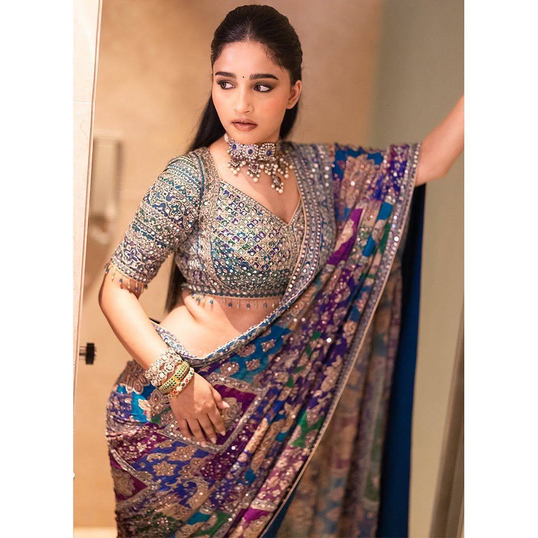 St 057 Soft Chinon Real Mirror Worked Beautiful Saree Collection