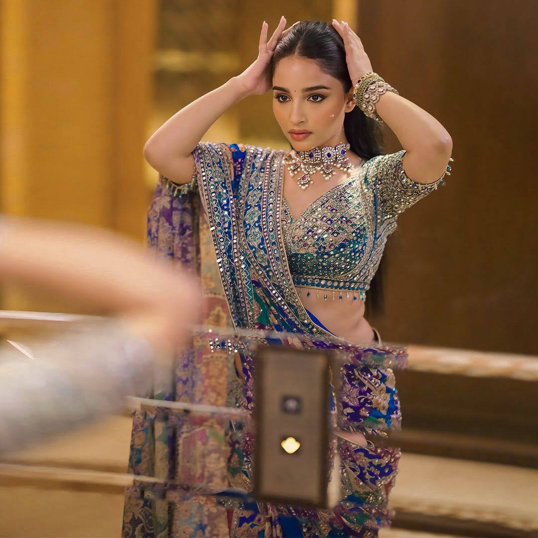 St 057 Soft Chinon Real Mirror Worked Beautiful Saree Collection