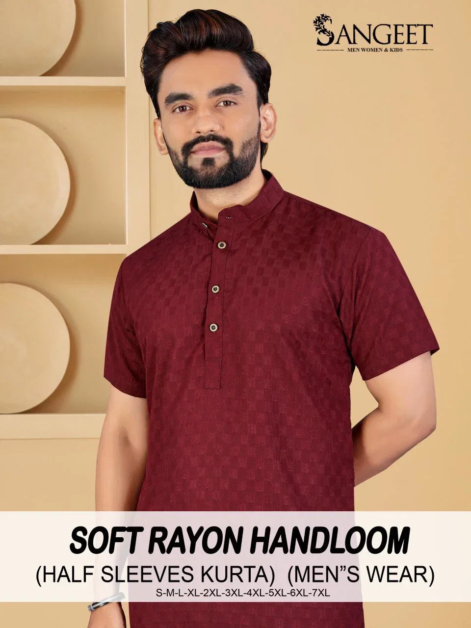 Sangeet Soft Rayon Handloom Dobby Rayon Mens Short Kurta Collection