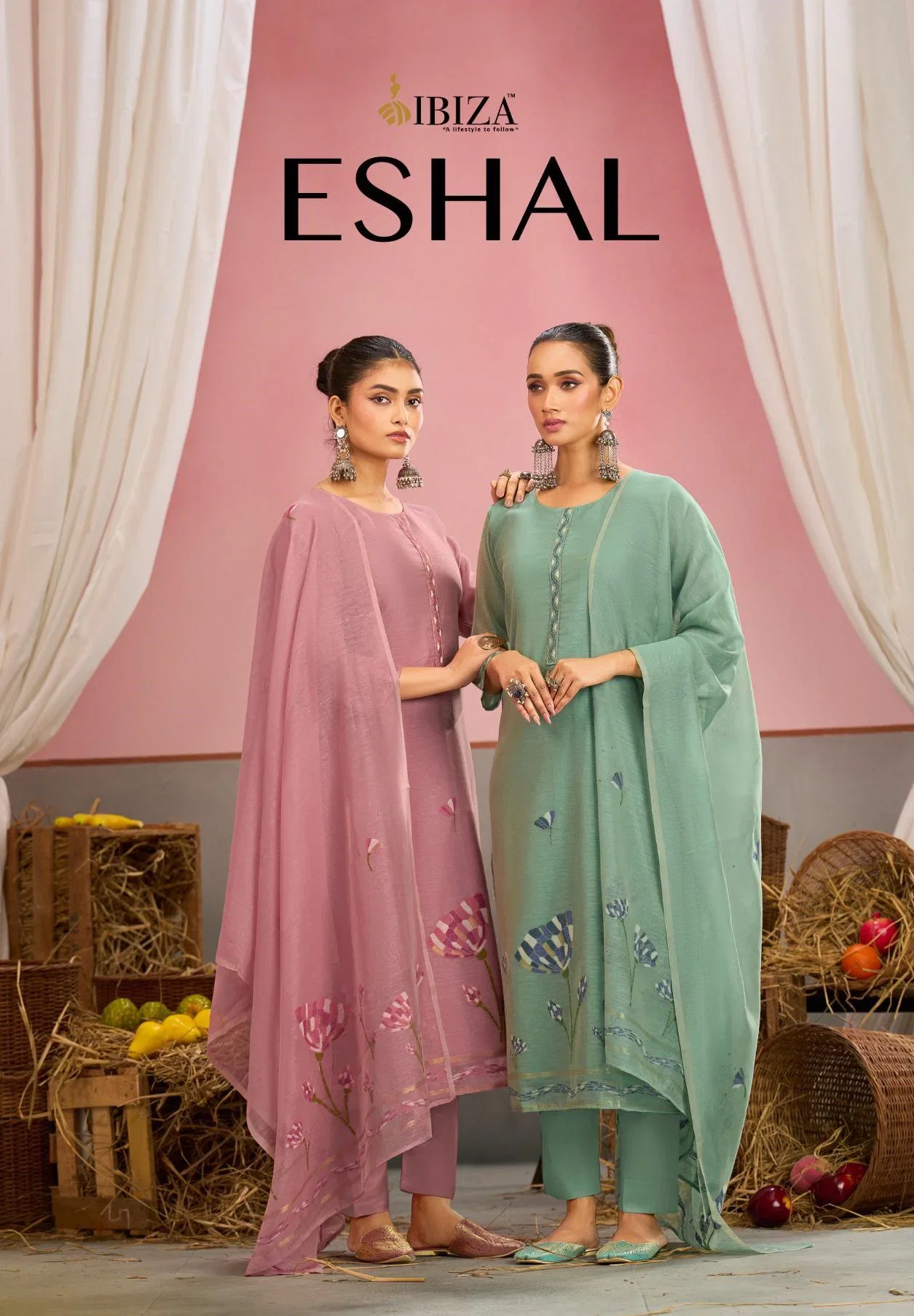 Ibiza Eshal Linen Cotton Jacquard With Embroidered Salwar Kameez