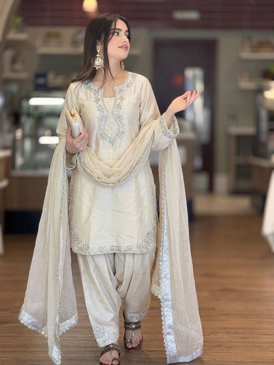 Lekha Ladlo 040 vol 2 Pure Roman Glass Sillk With Embroidery Readymade