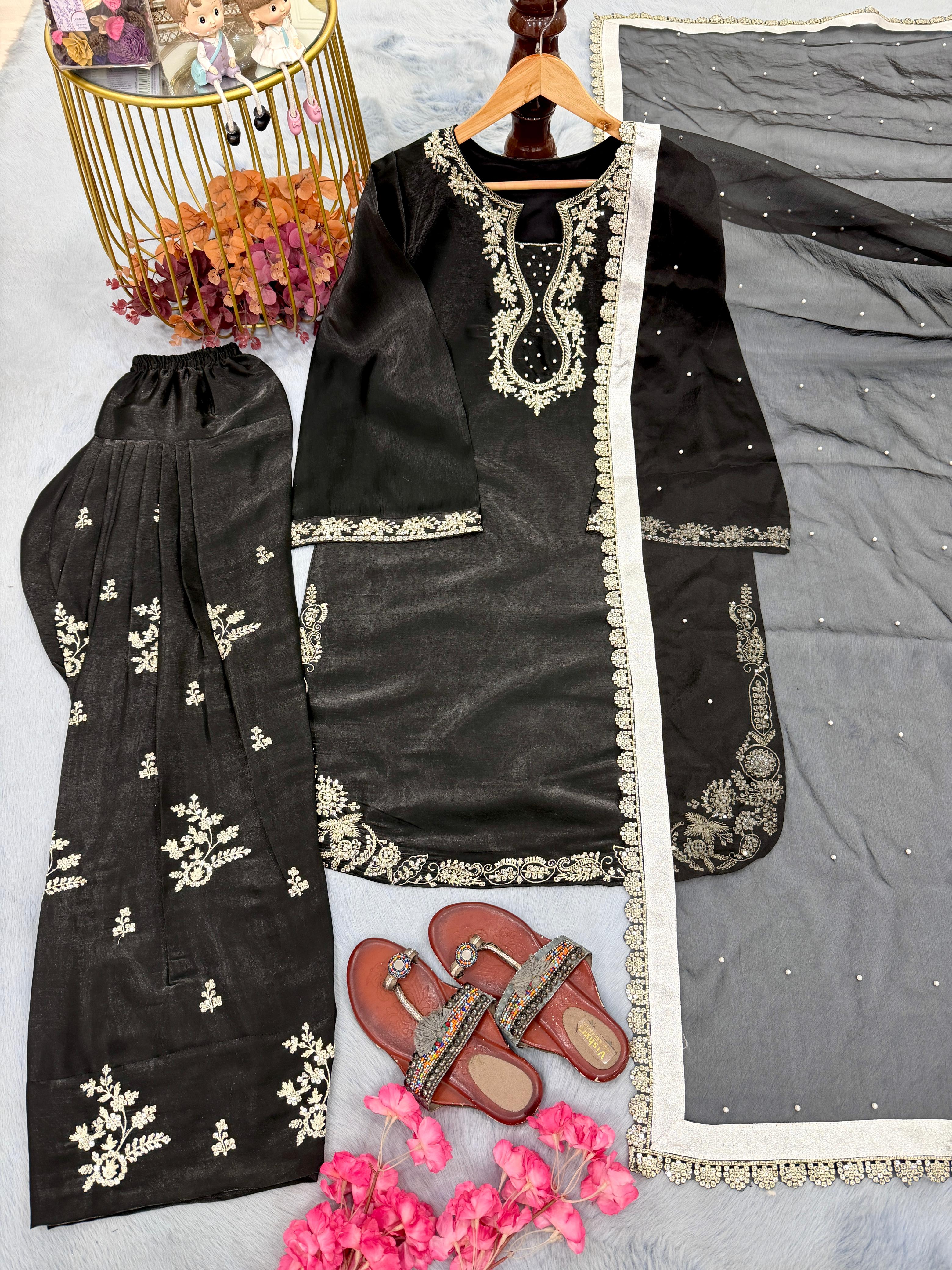 Lekha Ladlo 040 Vol 3 Pure Roman Glass Sillk With Embroidery Readymade