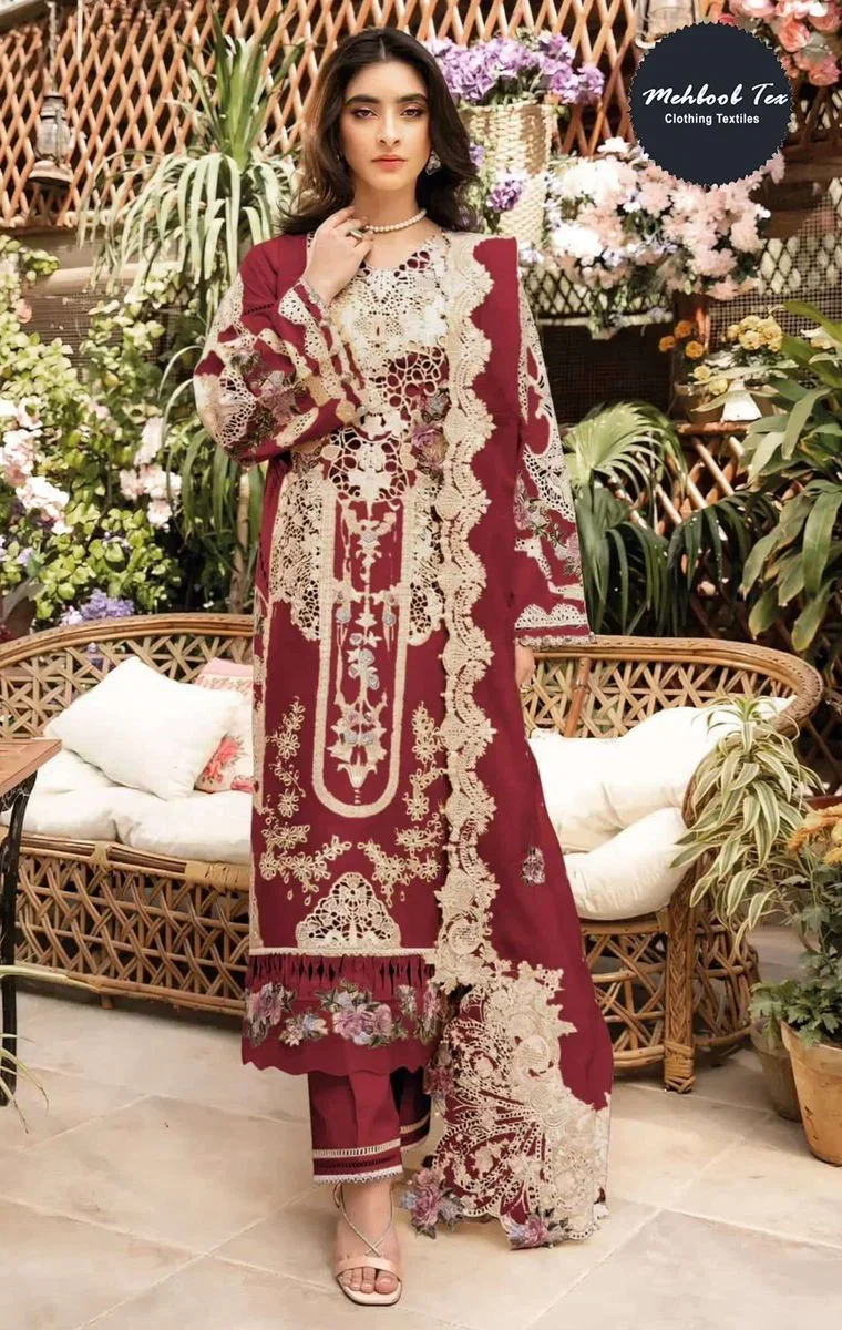Mehboob Tex 1986 A To B Cambric Cotton Embroidered Salwar Kameez