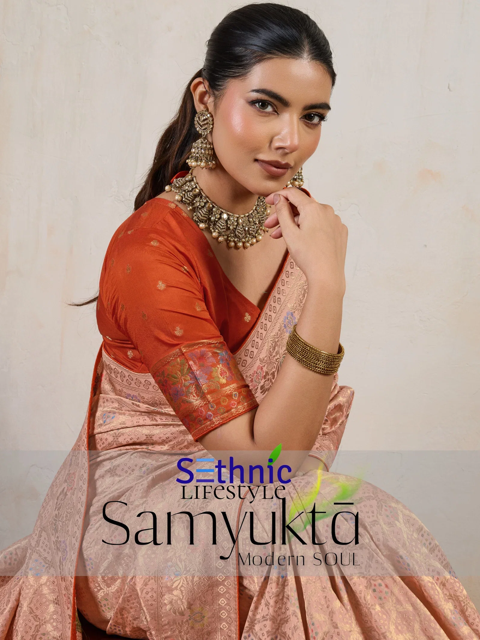 Sethnic Samyukta Tussar Pashmina Meenakari Weaving Saree Collection