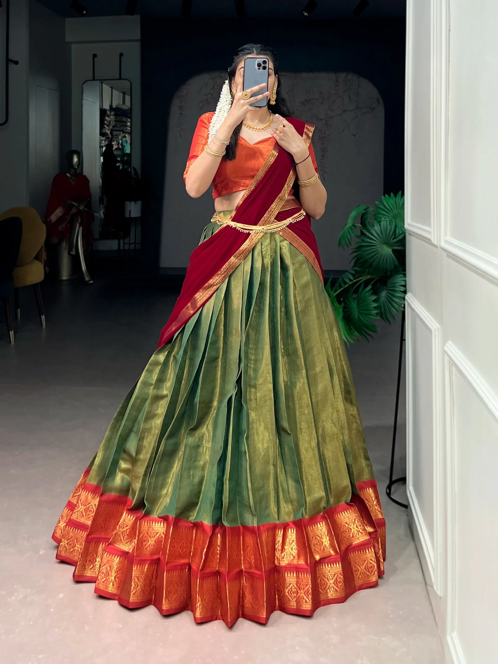 Lekha YF 2001 Kanchipuram Zari Weaving Traditional Lehenga Choli