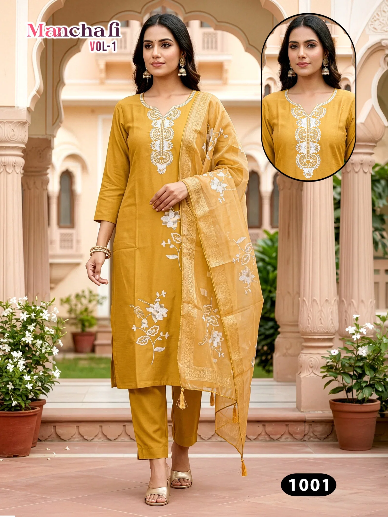 Manchali Vol 1 Roman Silk Embroidery Worked Kurti Set Collection