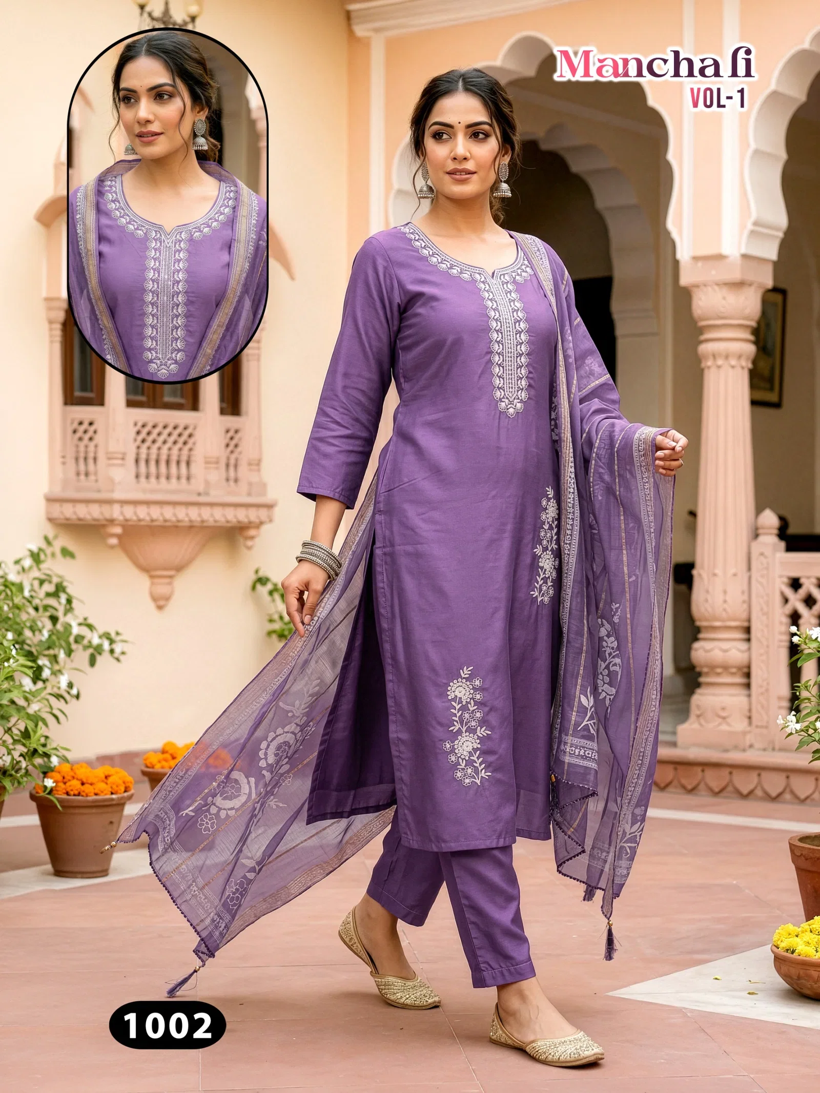 Manchali Vol 1 Roman Silk Embroidery Worked Kurti Set Collection