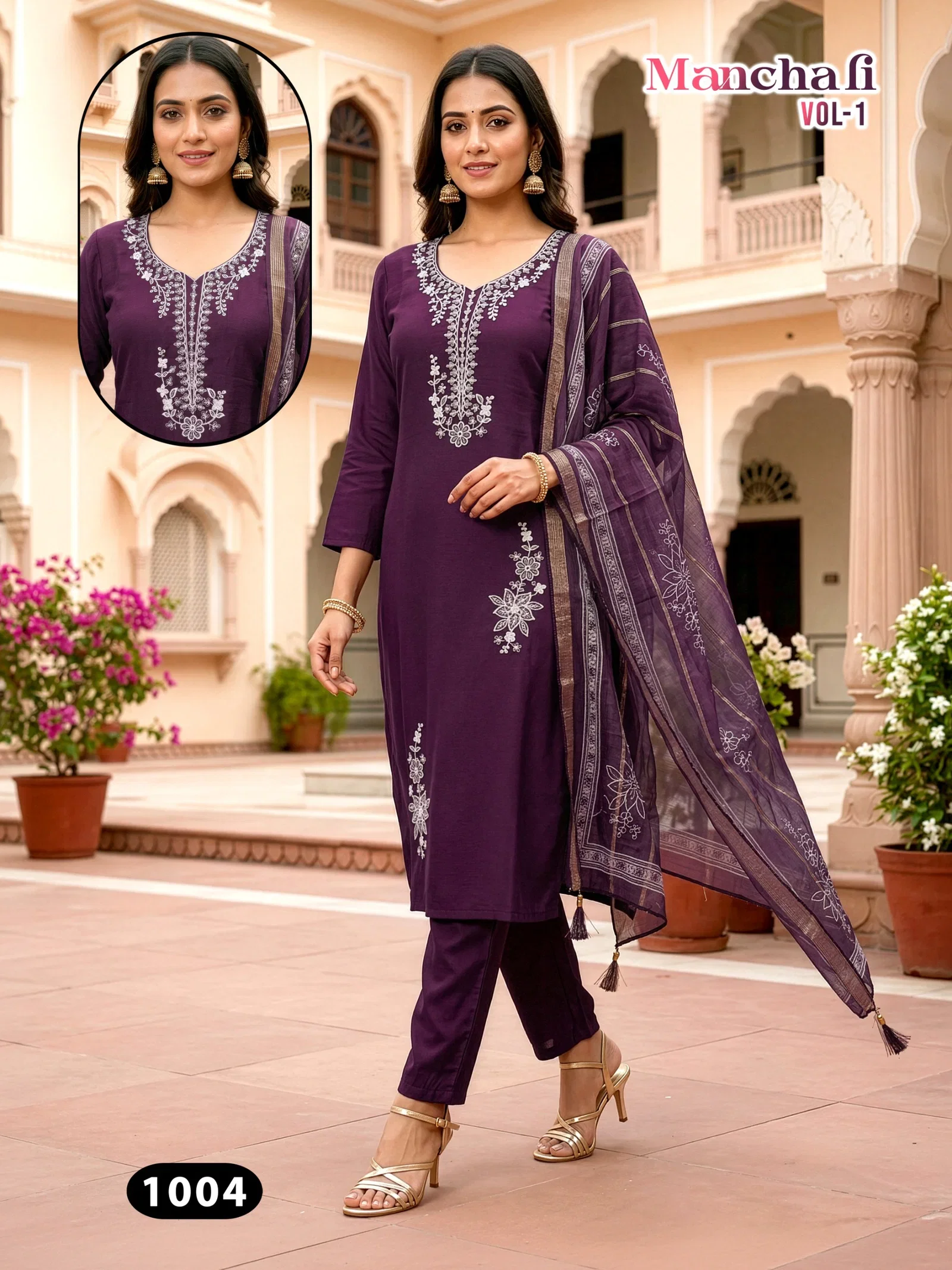 Manchali Vol 1 Roman Silk Embroidery Worked Kurti Set Collection