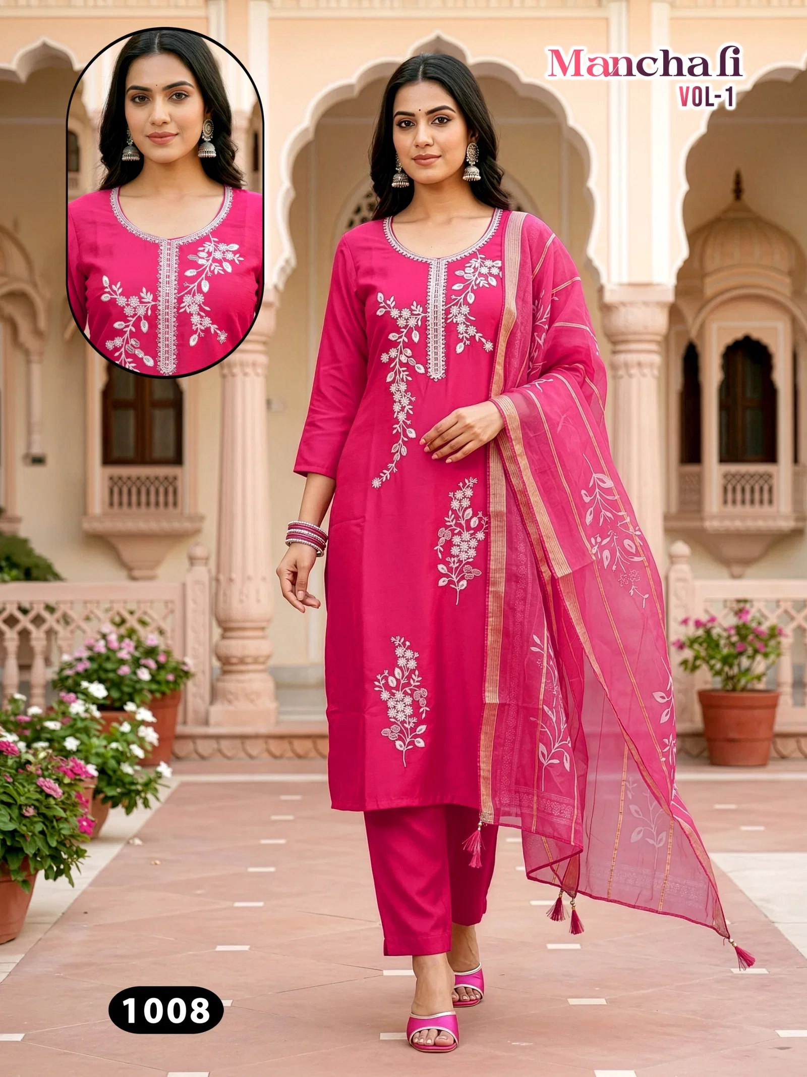 Manchali Vol 1 Roman Silk Embroidery Worked Kurti Set Collection