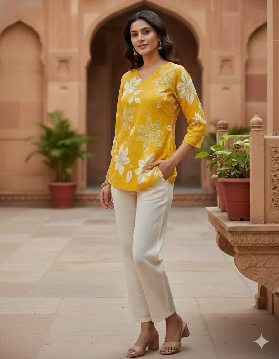 Yd 64 Simmar Rayon Printed Fancy Short Top Collection