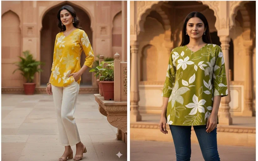 Yd 64 Simmar Rayon Printed Fancy Short Top Collection