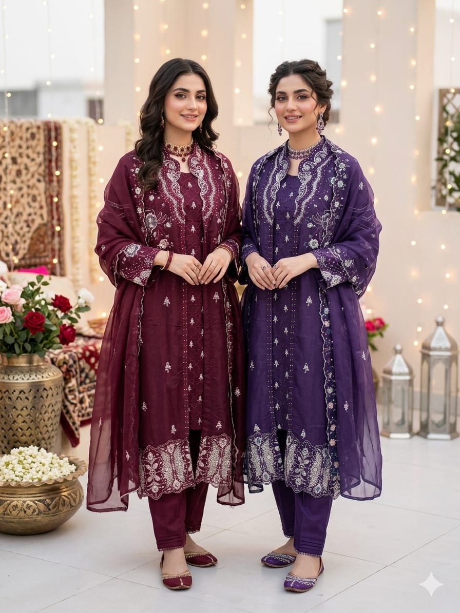 Fm Shimmer Jacket Shimmer Georgette Top Jacket With Bottom And Dupatta