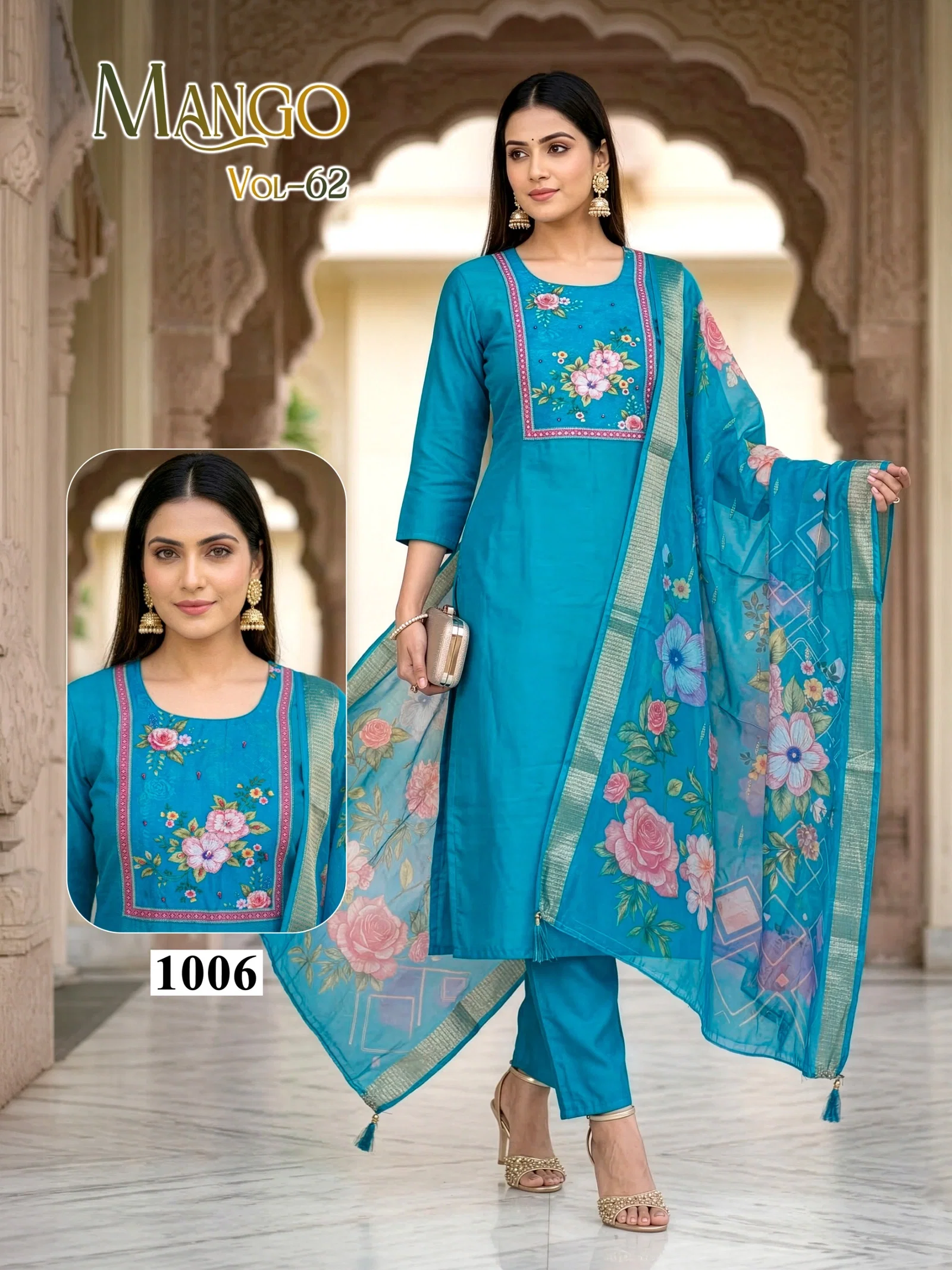 Dnp Mango Vol 62 Roman Silk Top Bottom With Dupatta