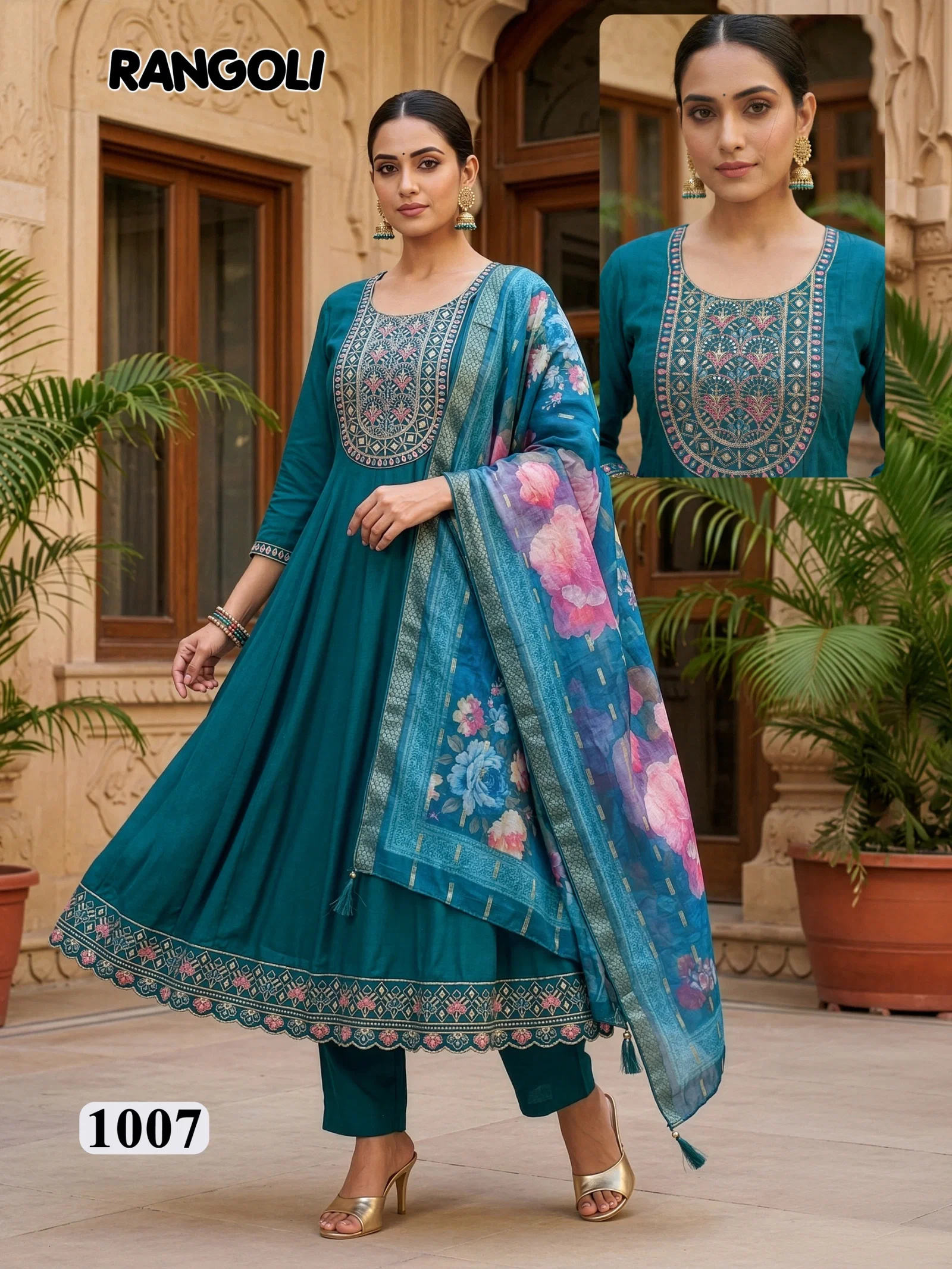 Dnp Rangoli Roman Silk Top Bottom Wih Dupatta