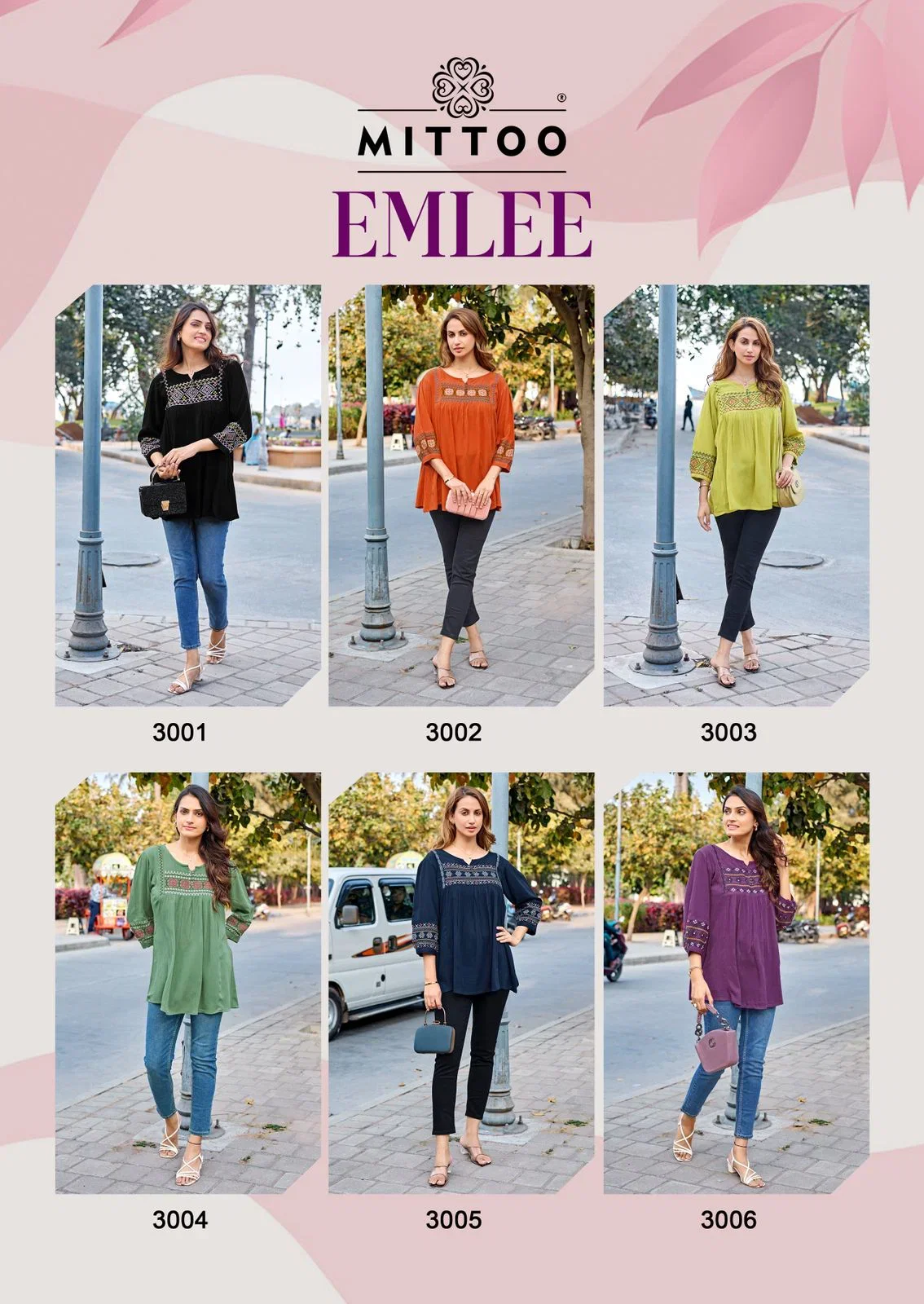 Mittoo Emlee Rayon Wrinkle Thread Woked Short Top Collection