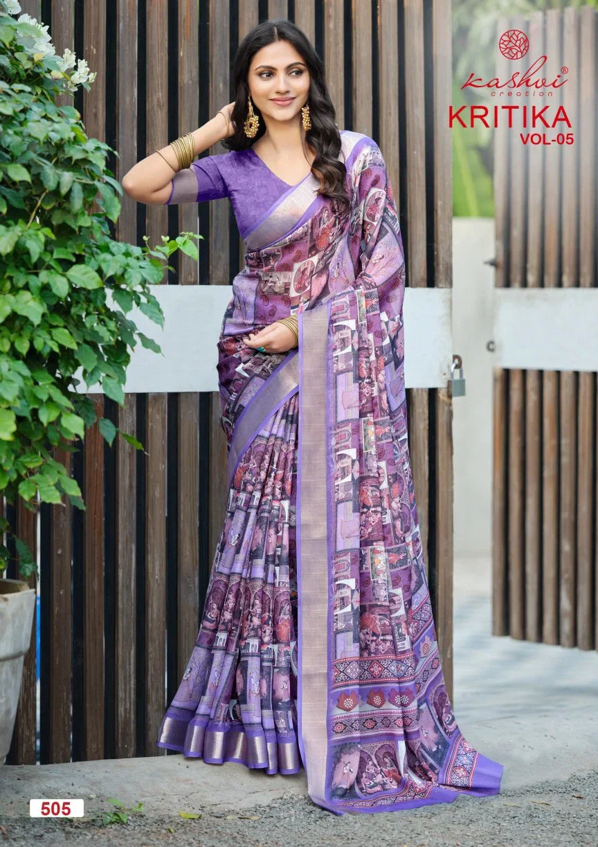 Kashvi Kritika Vol 5 Dull Moss Kasab Worked Saree Collection
