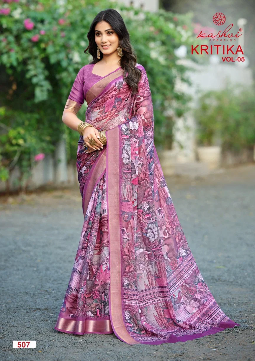Kashvi Kritika Vol 5 Dull Moss Kasab Worked Saree Collection