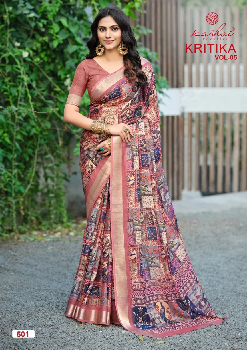 Kashvi Kritika Vol 5 Dull Moss Kasab Worked Saree Collection