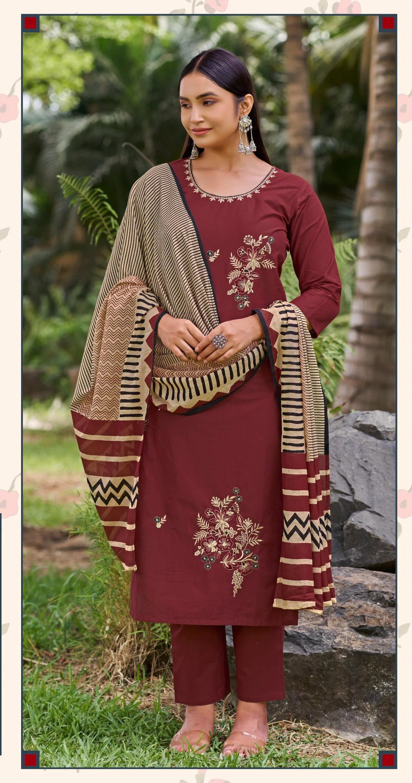 Ladies Flavour 3420 To 3423 Cotton Embroidered Kurti With Bottom Dupatta