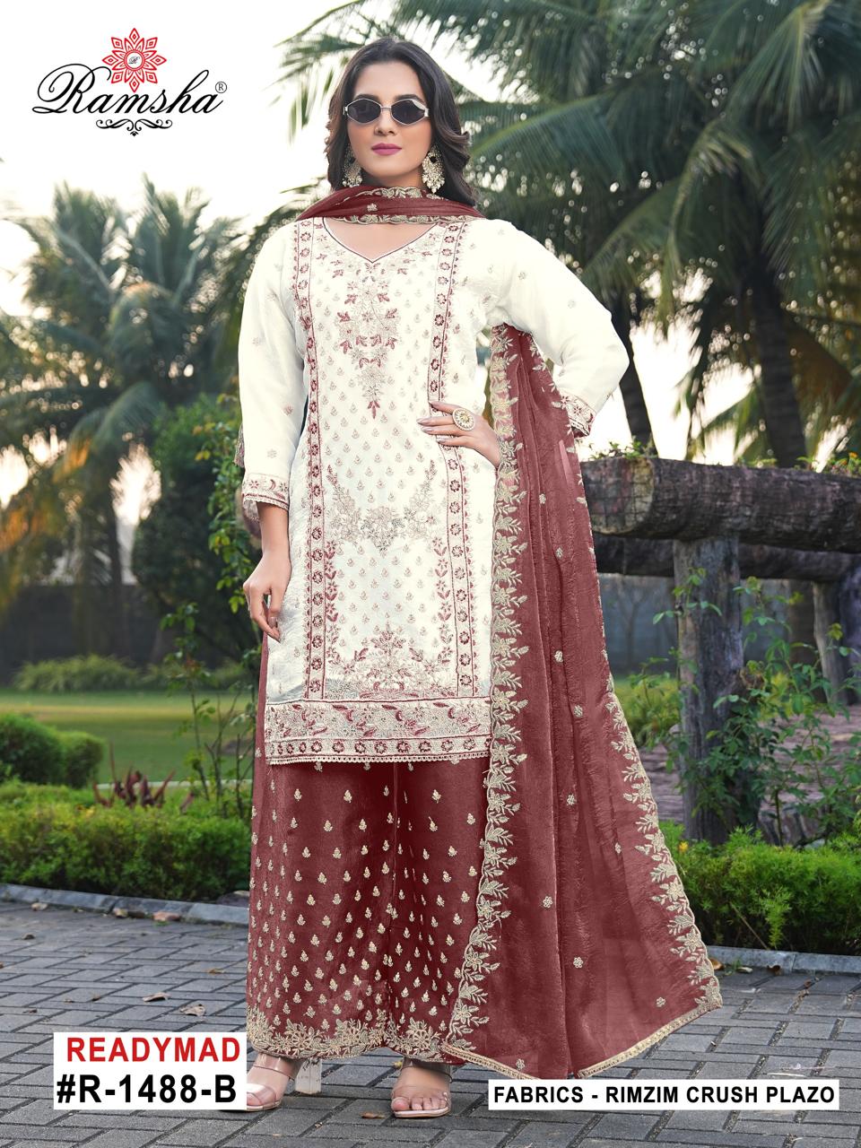 Ramsha R 1488 A To D Rimzim Crush Embroidered Salwar Kameez