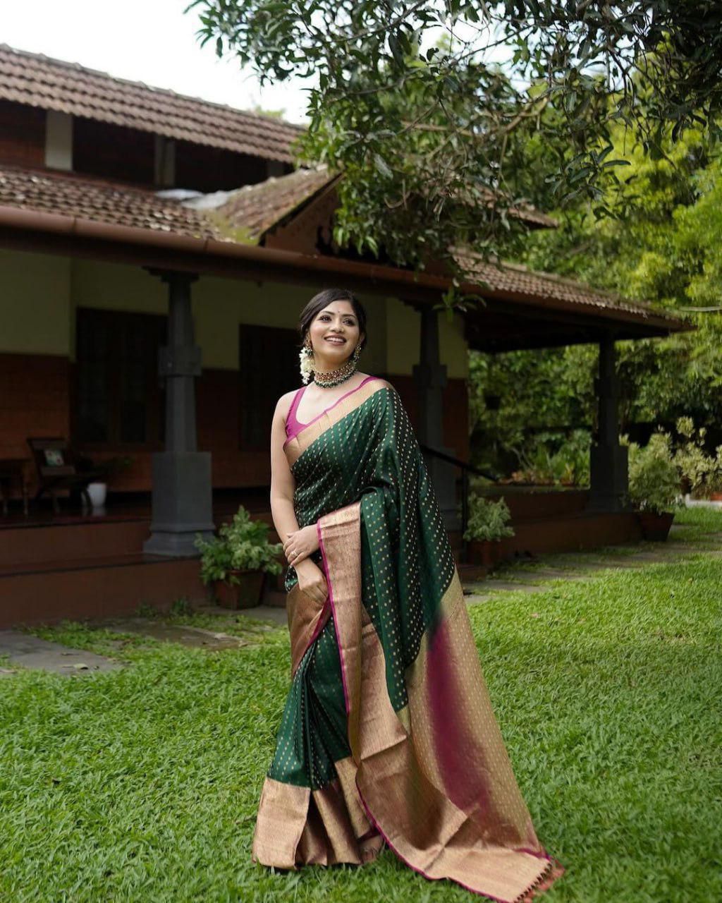 Soft Silk 6047 Lichi Silk Jacquard Work Saree Collection