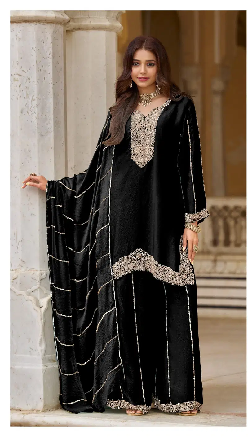 Deepsy D 3329 Readymade Fandy Satin With Heavy Beats Worked Salwar Kameez