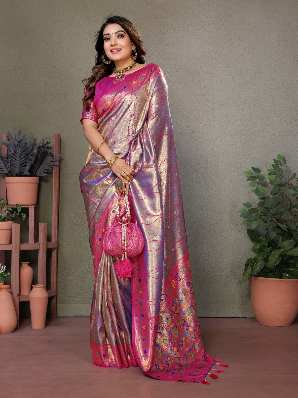 Lekha VC Vasant Pure Banrasi Tissue Silk All Over Leheriya Weaving Saree
