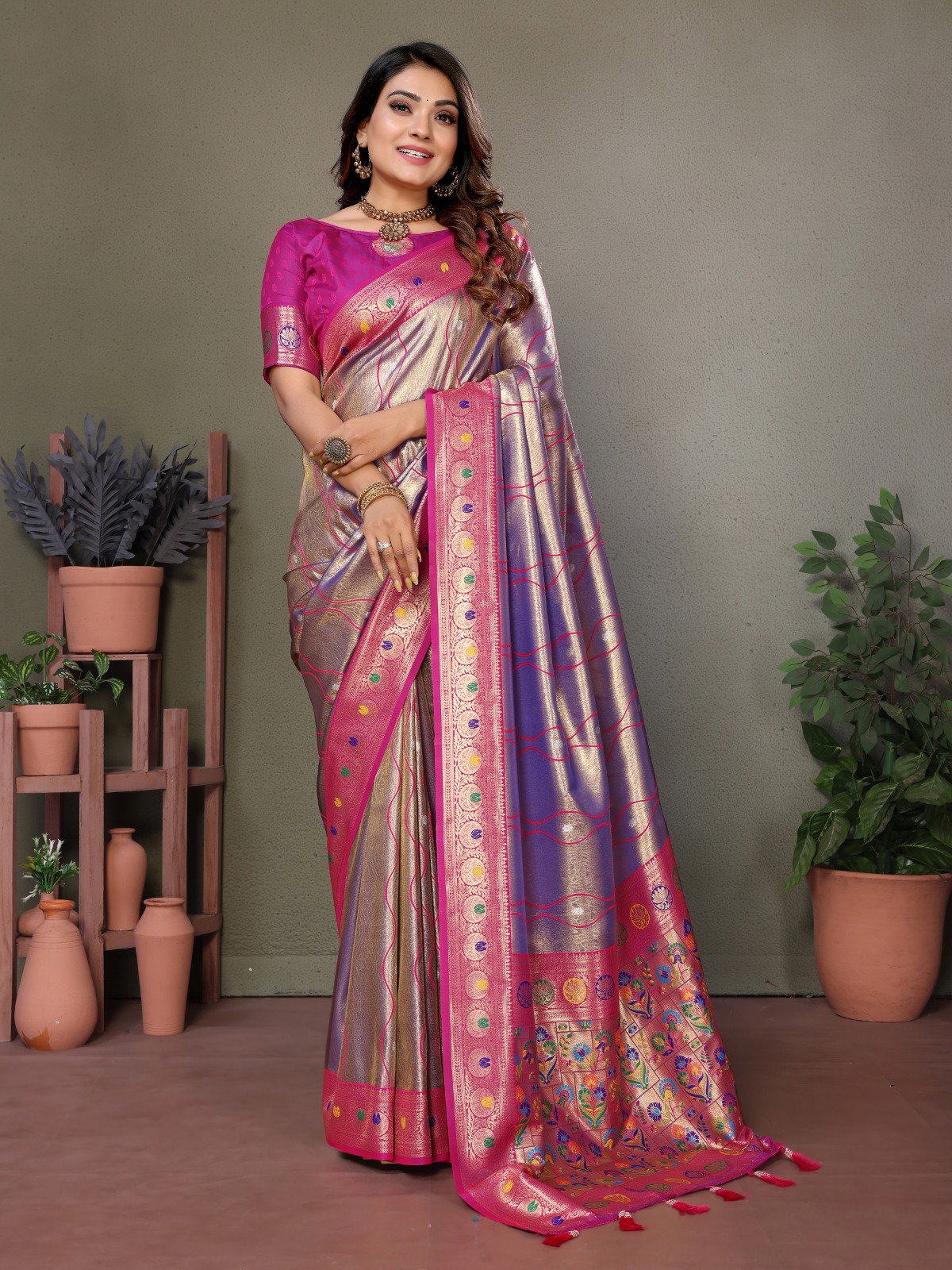 Lekha VC Vasant Pure Banrasi Tissue Silk All Over Leheriya Weaving Saree