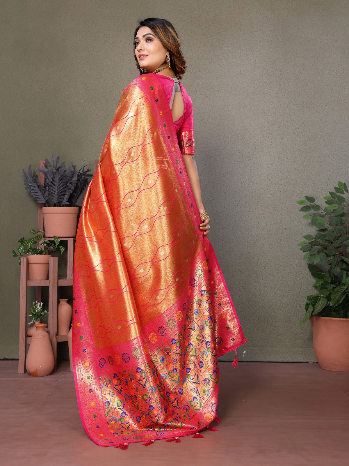Lekha VC Vasant Pure Banrasi Tissue Silk All Over Leheriya Weaving Saree
