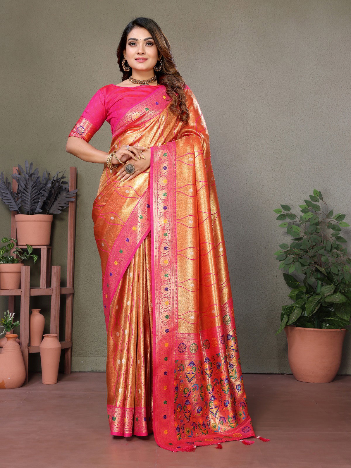 Lekha VC Vasant Pure Banrasi Tissue Silk All Over Leheriya Weaving Saree