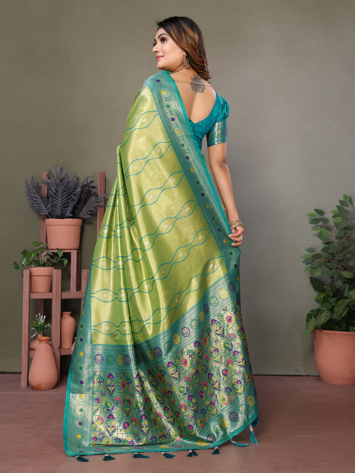 Lekha VC Vasant Pure Banrasi Tissue Silk All Over Leheriya Weaving Saree
