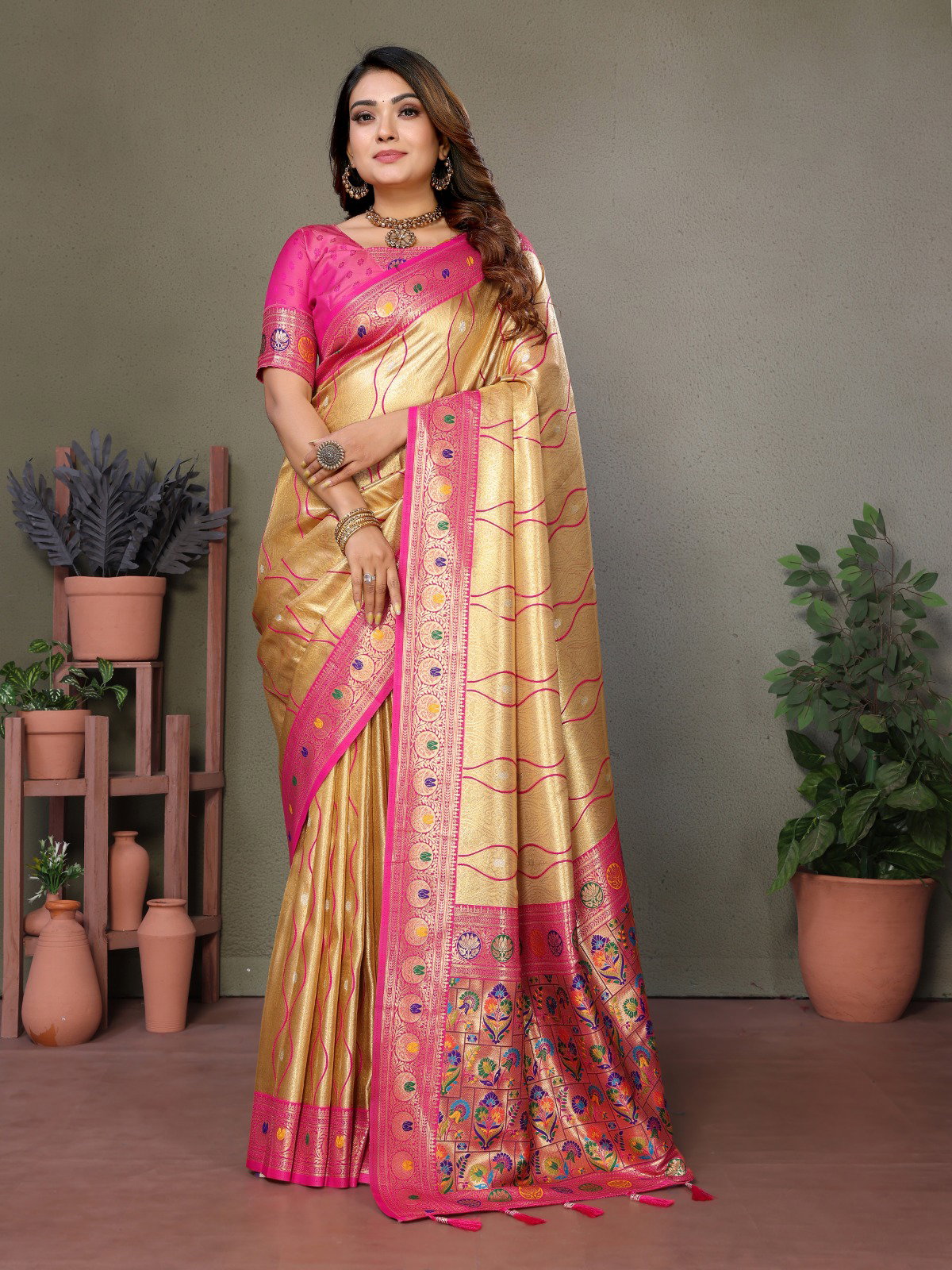 Lekha VC Vasant Pure Banrasi Tissue Silk All Over Leheriya Weaving Saree