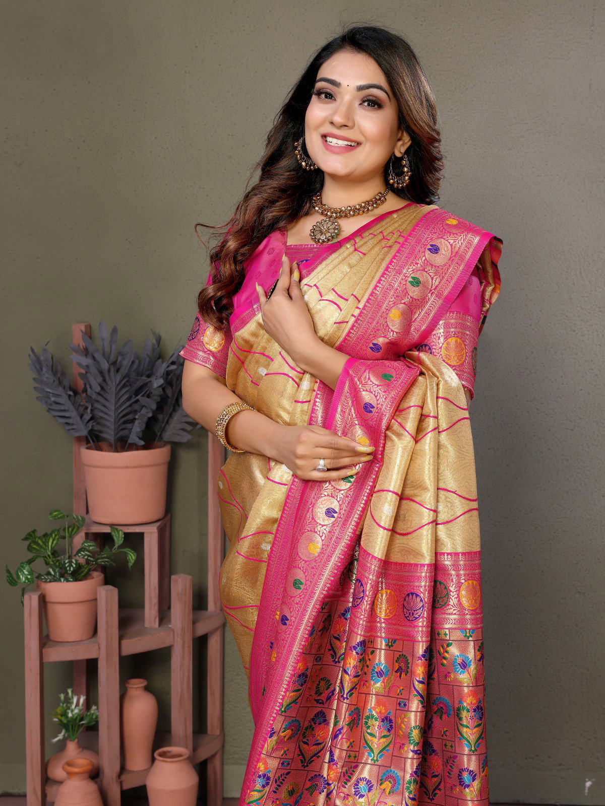 Lekha VC Vasant Pure Banrasi Tissue Silk All Over Leheriya Weaving Saree