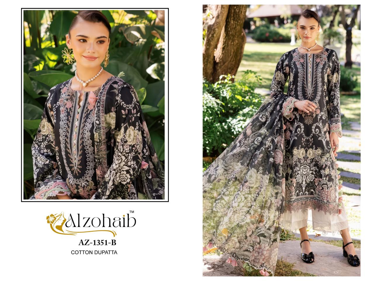Alzohaib Az 1351 A To B Cotton Dupatta Cotton Embroidered Salwar Kameez