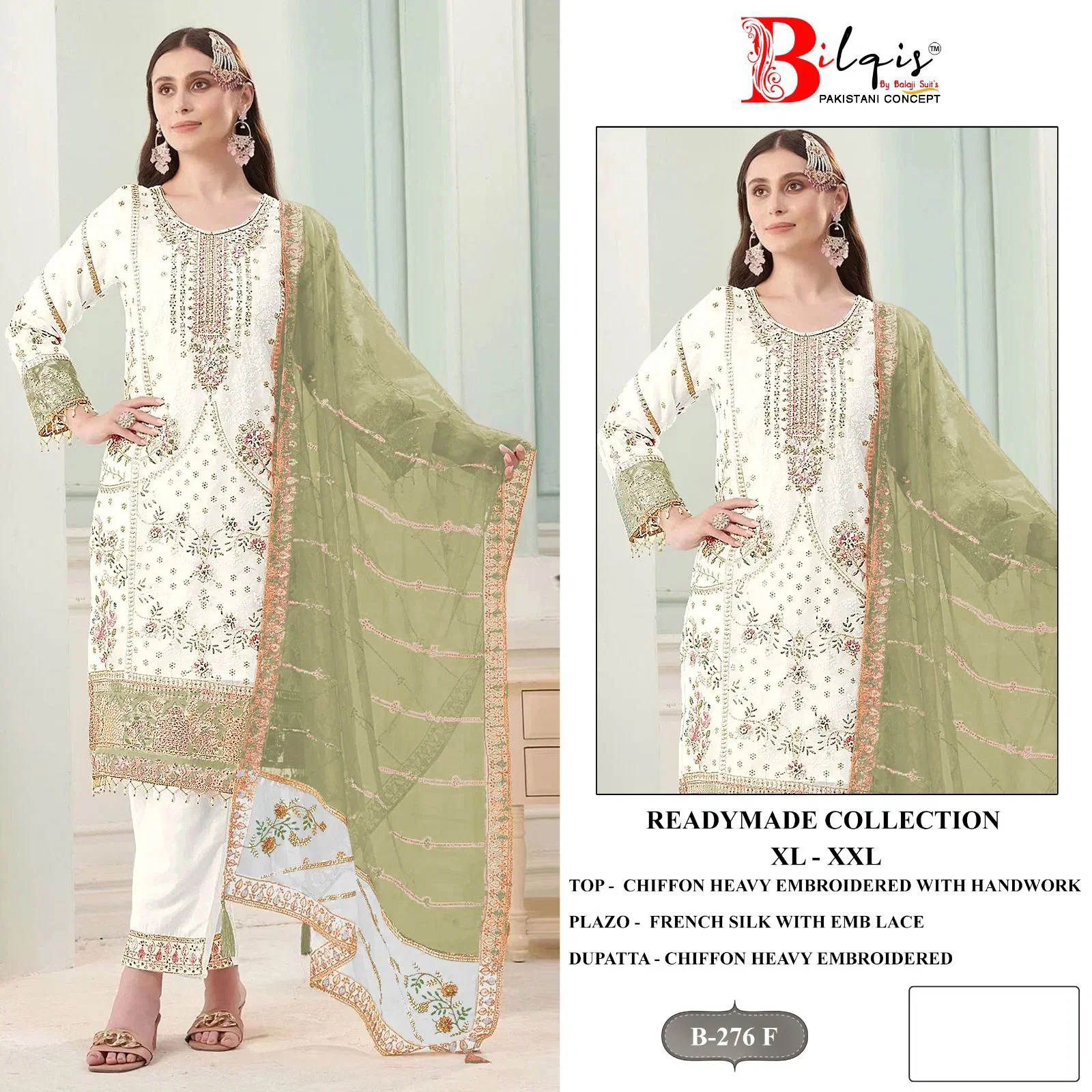 Bilqis B 276 E To H Chiffon Embroidered Salwar Kameez Collection